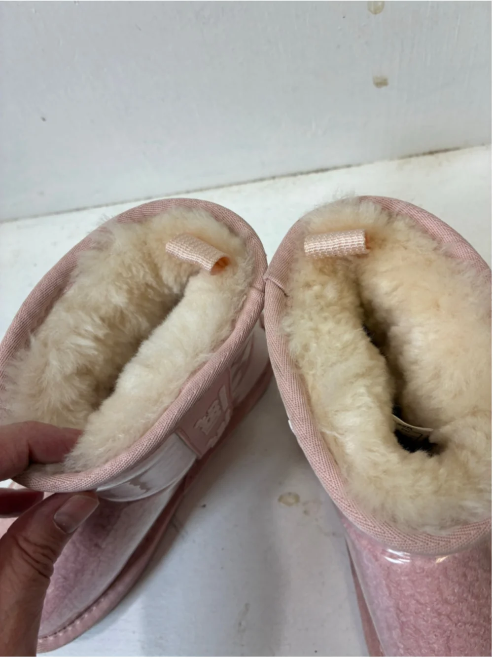 UGG Shepherd Clear Waterproof Shearling Boots in Pink Size 12-13 Girls